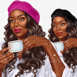 African American Woman Drinking Coffee Tea, Black Woman Clipart ...