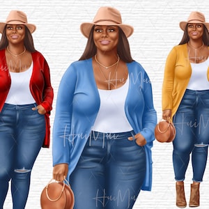 Jeans Mädchen Clipart, Jeans Girl Clipart, Curvy Girl Clipart, Fashion Girl Clipart PNG, Afro American Clipart, Afro Girls Clipart