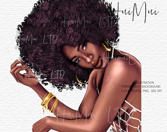 African American women png, Black Girl Magic, Fashion clipart, Cute Afro woman, scrapbook digital planning supplies, planner sticker kit