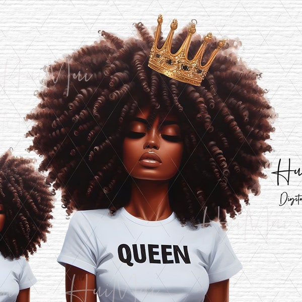 Queen clipart black queen clip art Black Girl crown illustration African American Girl Fashion Clipart PNG melanin Woman Clipart commercial