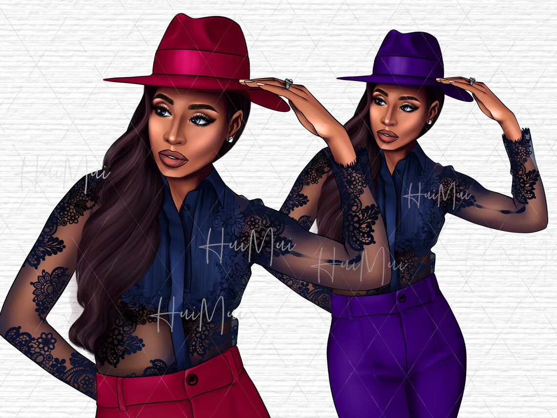 Fashion Clipart, Black Woman Clipart, Black Girl Magic, Black Portrait ...