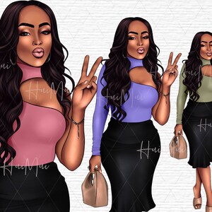 Black Woman ClipArt, Digital Stickers, Boss Clipart, Black Girl Clipart, African American Clipart, Digital Planner Stickers