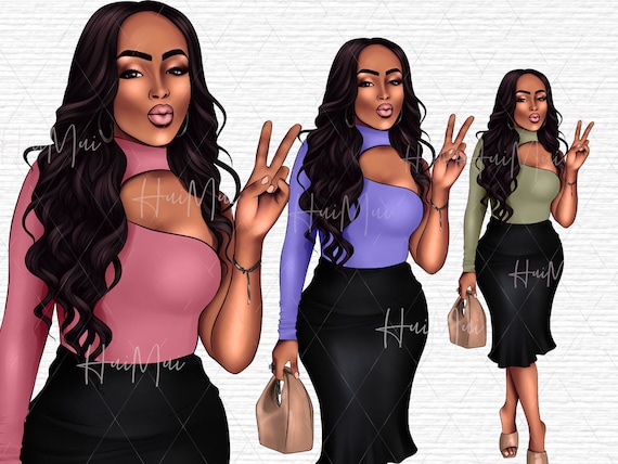 Black Woman ClipArt, Digital Stickers, Boss Clipart, Black Girl Clipart, African American Clipart, Digital Planner Stickers