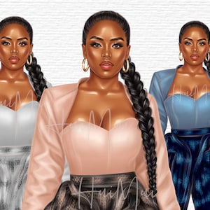 Dark Skin Fashion illustration clipart, Black woman clipart, Summer tshirt designs, Black woman png, Black girl png