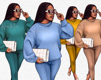 Fashion woman hand drawn, Transparent black woman image, Africa America woman png, planner girl clipart, African American clipart