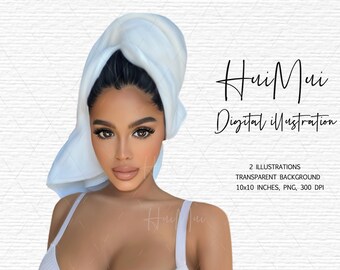 Glam girl clipart Spa Relax Wine Clip art African American Clipart Afro Girl Clipart Girl Clipart Fashion Girl Clipart Girlboss Clipart