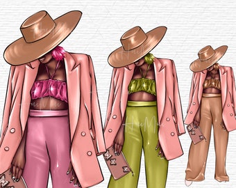 Clipart woman, Lady boss, Planner girl PNG file, Boss lady, Fashion girl Illustration, Digital Illustration, Afro girl clipart