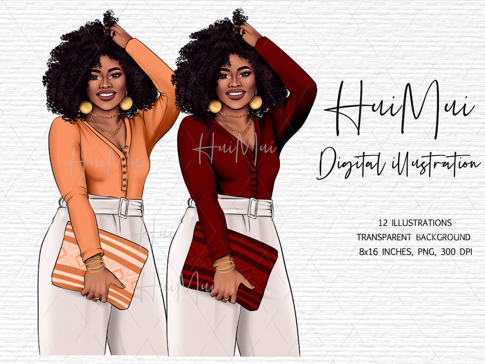 Dark Skin Fashion Illustration Clipart Summer Tshirt Designs - Etsy