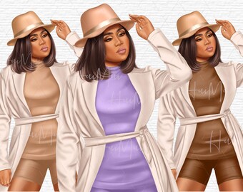 Boss lady clipart, Girl boss clipart, Black woman clipart, Fashion clipart girl, Black girl clipart, Black women clipart
