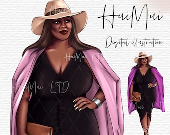 African American Women Clipart, Curvy Girl Clipart, Girl Boss Clipart, Afro Girls Clipart, Black woman PNG Commercial use graphics