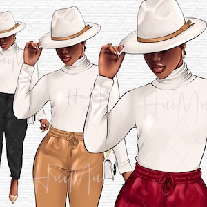 Fashion African American women with commerial licence, African woman png, Black Girl Magic, Digital stickers women clipart