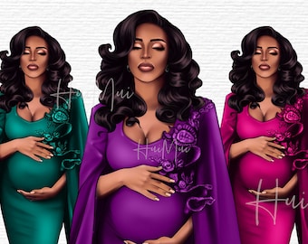 grossesse clipart aquarelle enceinte maman à être enceinte femme noire Clipart maternité clipart mère clipart maman afro-américaine à être PNG