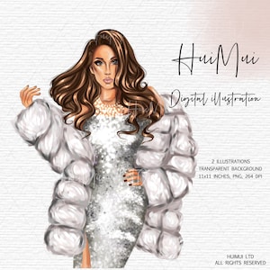 Boss Babe clipart Business woman clipart Lady boss with fur coat clipart Planner Girl Clipart Boss Girl clipart Fashion Illustration PNG