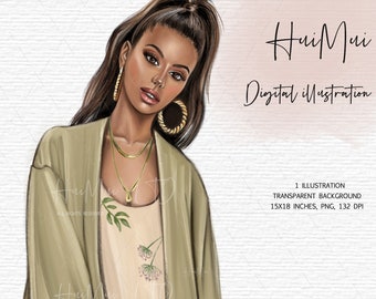 Fashion girl clipart, Planner girl clipart, Fashion illustration, Fashionable women clipart, African American clipart, Afro girls clipart