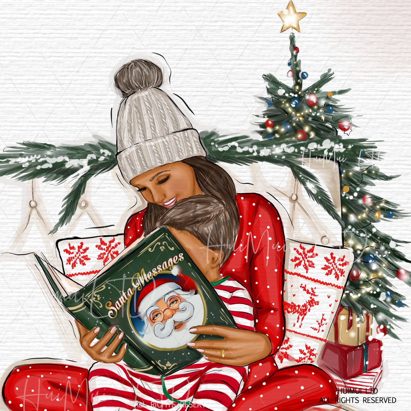 Mother and Son Clipart Christmas Clipart Santa Clipart - Etsy