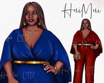African American Women Clipart, Curvy Girl Clipart, Girl Boss Clipart, Afro Girls Clipart, Black woman PNG Commercial use graphics