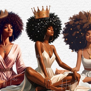 Empowering African American Girl Clip Art Commercial Use African American ClipArt Beautiful Black Queen Crown Graphics Melanin Woman Clipart