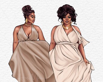 Donna afroamericana con abito da sera formale Clipart di Natale Fashion Lady Clipart Afro Woman Black Woman Clipart Girl Clipart Afro PNG