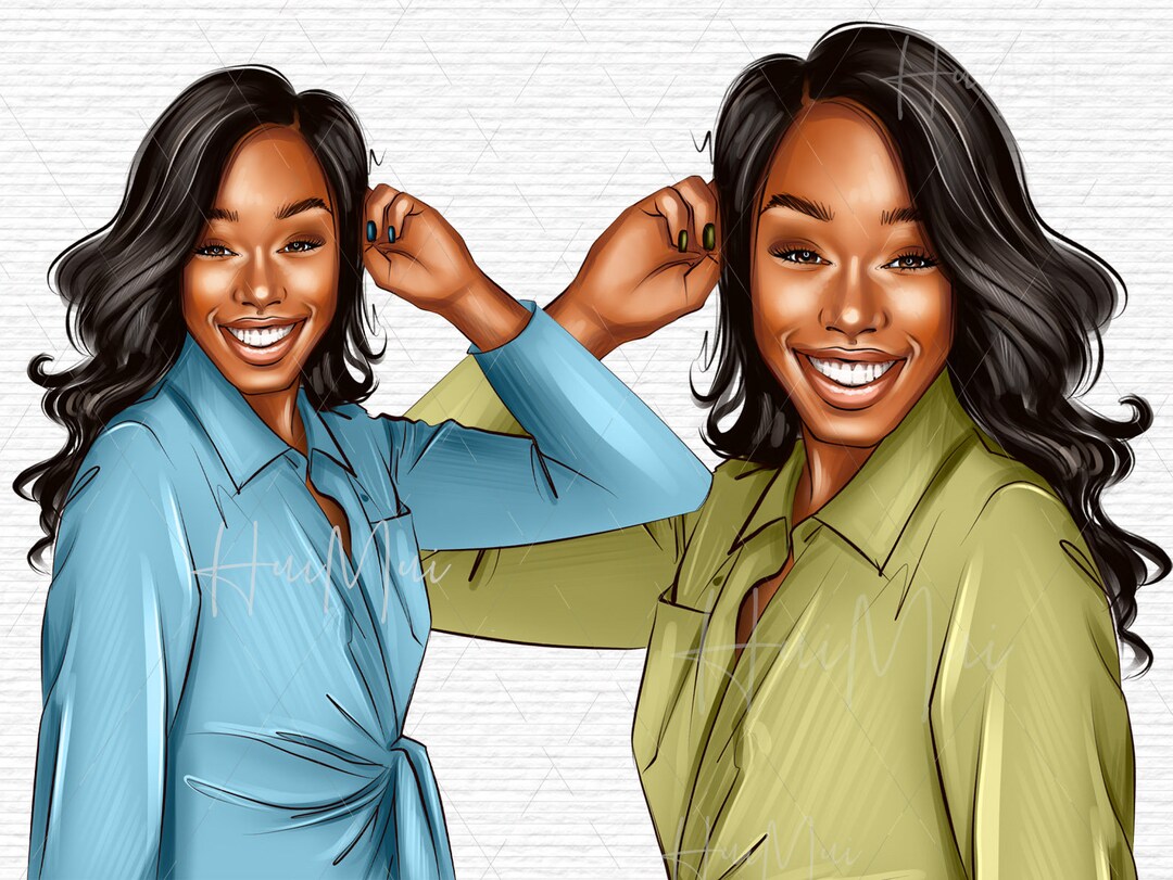 Black Woman Clipart, Fashion Girl Clipart, Diva Face Clipart, Beauty ...