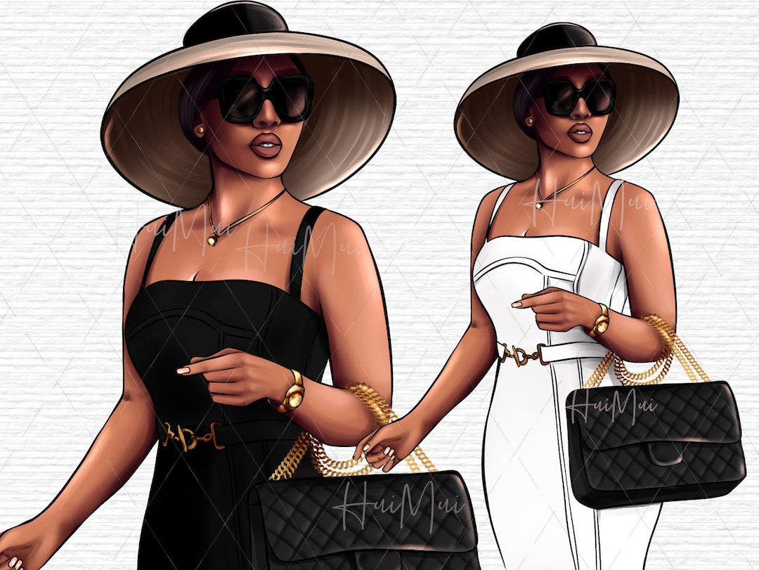 Fashion Clipart, Black Woman Clipart, Black Girl Magic, Black Portrait ...