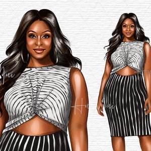 Curvy Girl ClipArt, Plus Size Clipart, Clipart African American Woman, Black Women, Afro Clipart