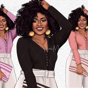 Dark Skin Fashion illustration clipart, Summer tshirt designs, Black woman png, Black girl png, Black woman clipart
