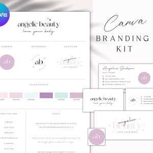 Editable Beauty Business Branding Kit | Logo & Business Card Template | Canva Brand Kit | Color Palette, Email Signature and Social Media
