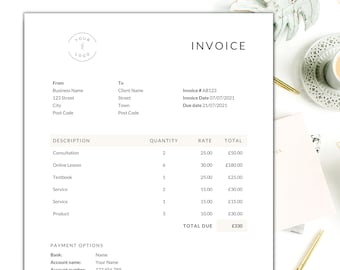Rechnungsvorlage Word / Minimale Rechnungsstellung / Bearbeitbar / Sofort Download