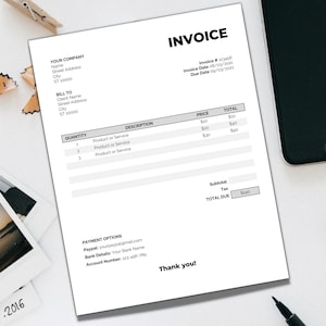 Rechnungsvorlage Word / Basic Bill Form / Bearbeitbar / Sofort Download