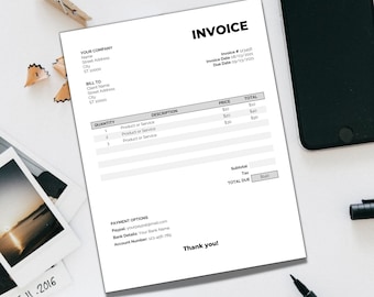 Rechnungsvorlage Word / Basic Bill Form / Bearbeitbar / Sofort Download