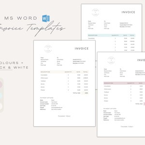 Invoice Template Word | Logo | Editable Billing Form
