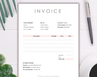 Feminin Rosa Rechnungsvorlage: MS Word Small Business (PDF)