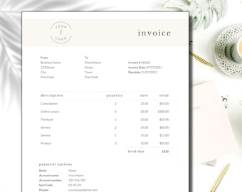 Rechnungsvorlage Word / Moderne Rechnungsvorlage / Bearbeitbar / Sofortiger Download