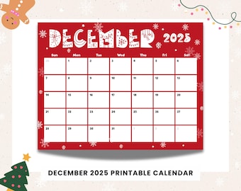 Dezember 2025, Weihnachtskalender / Printable / Monatsplaner / Instant Download
