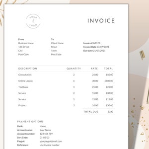 Invoice Template Word / Simple Billing Form / Editable / Instant ...