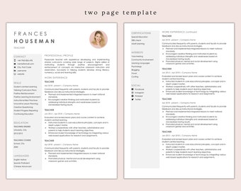 Lebenslauf & Anschreiben Vorlage | Wort Lehrer Lebenslauf | 2 Seiten