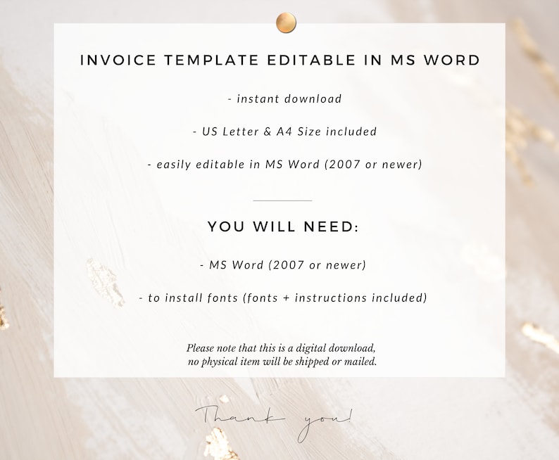 Invoice Template Word / Pink Billing Form / Editable / Instant - Etsy UK