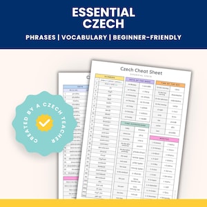Learn Czech Fast – Beginner Czech Vocabulary PDF | Essential Words & Phrases Cheat Sheet | Printable Language Guide
