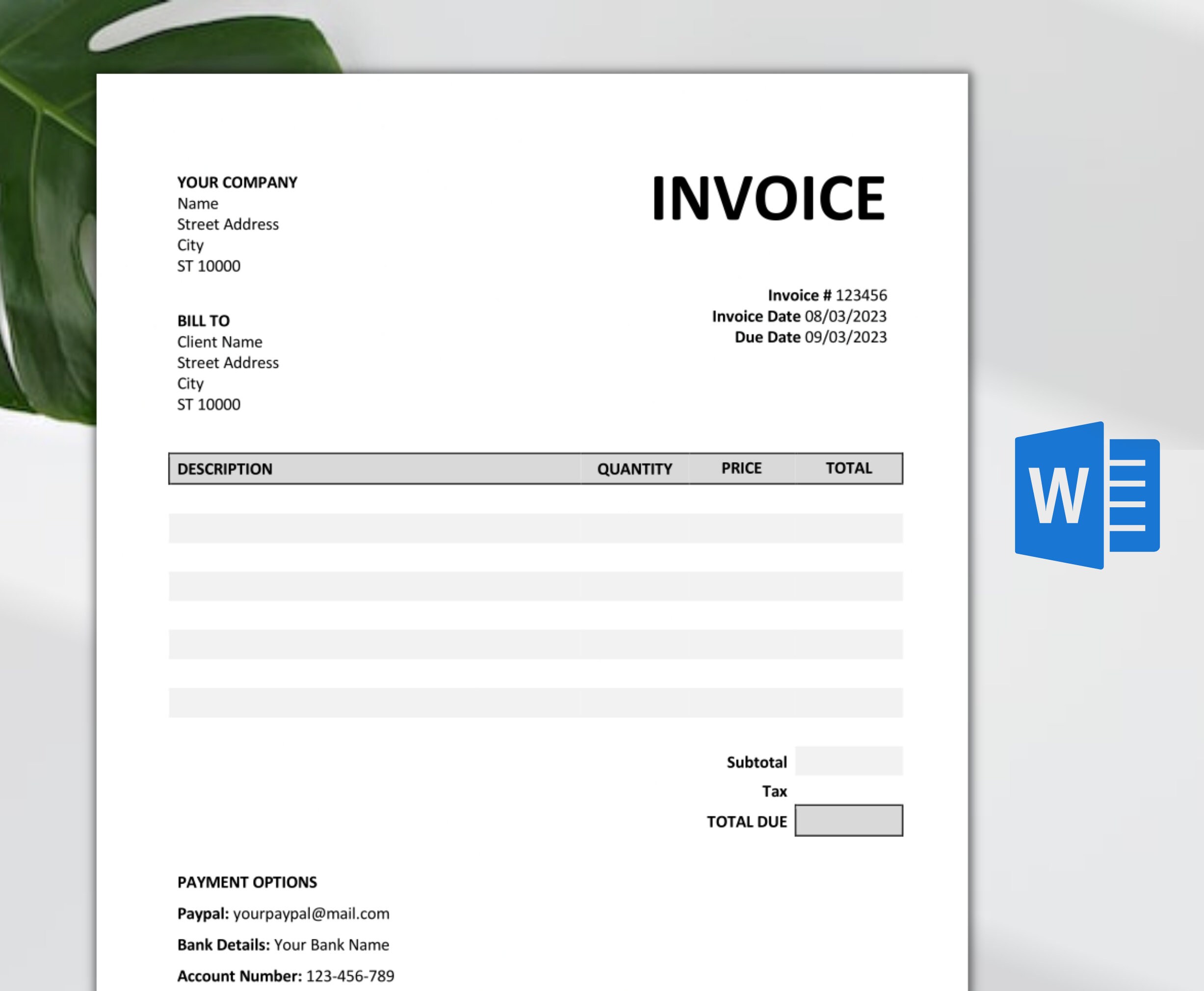 Invoice Template Printable Invoice Business Form Editable, 45% OFF