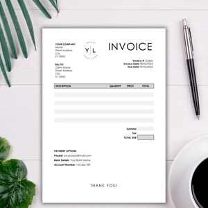 Minimalist Invoice Template | Black & White Invoice | Editable in MS Word | Simple and Professional | Small Business | Instant Download