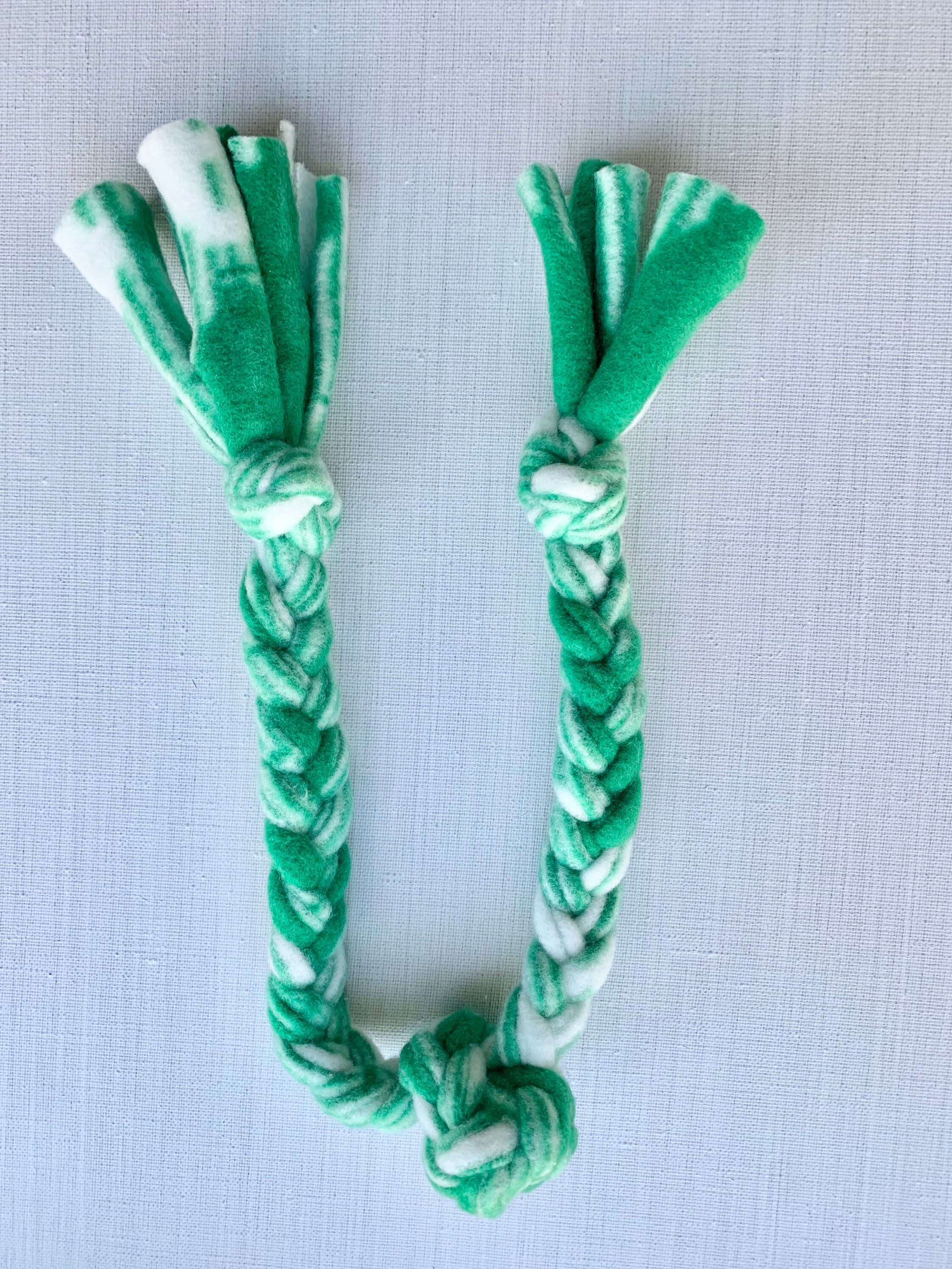 Soft Dog Toy fleece braided rope toy green and white Michigan Etsy