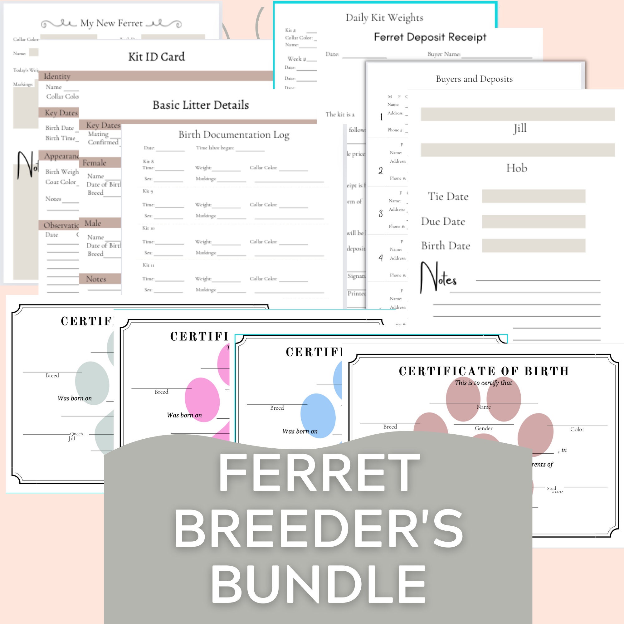 Ferret Breeder's Bundle Digital Download Printable All in One Litter