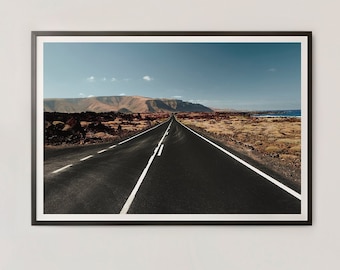 Road Photography, Lanzarote, Framed Extra Large Wall Art, Road trip, Gallery wall, Travel Gallery Wall, Canary Island, Strong Perspective