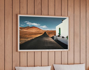 Road Photography, Framed Extra Large Wall Art, Road trip, Travel Gallery wall, Modern Living Room Decor, Canary Island, Strong Perspective