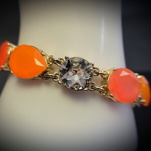 J.Crew Large Orange Crystal Tennis Bracelet ,J Crew Bracelet Vintage, J crew Chunky crystal bracelets,