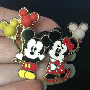 Vintage Mickey Mouse and Minnie Mouse Pin, Official Disney Pin Trading Badge, Collectible Gift Idea