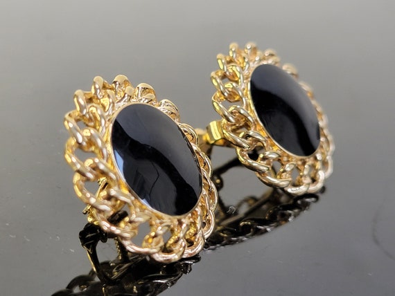 NAPIER black lucite runway clip earrings, runway … - image 10