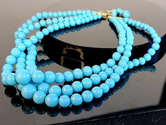 Marvella turquoise multistrand beaded necklace, l… - image 8