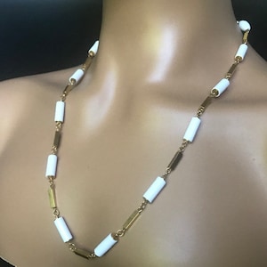 Trifari white beaded neckace,Trifari gold chain, Trifari Layering Necklace, Lucite necklace, Vintage Choker, Statement Necklace