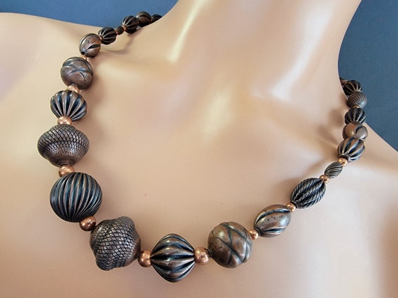 Dark chocolate NAPIER beaded necklace, Vintage na… - image 1